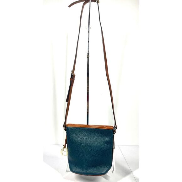 Dooney & Bourke Pebble Grain Leather Sac Crossbody Bag Blue Brown Leather NWT - Picture 7 of 9